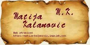 Matija Kalanović vizit kartica